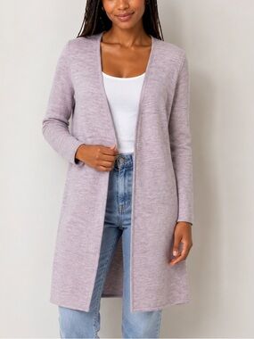 Madewell Cardigan Sweater Coat Lombard Open Front Merino Wool Mauve Pink Size Xs